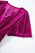 Velvet Short Sleeve Shirred Waist Tiered Maxi Dress